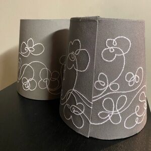 2 ikea lampshades, grey, flower design